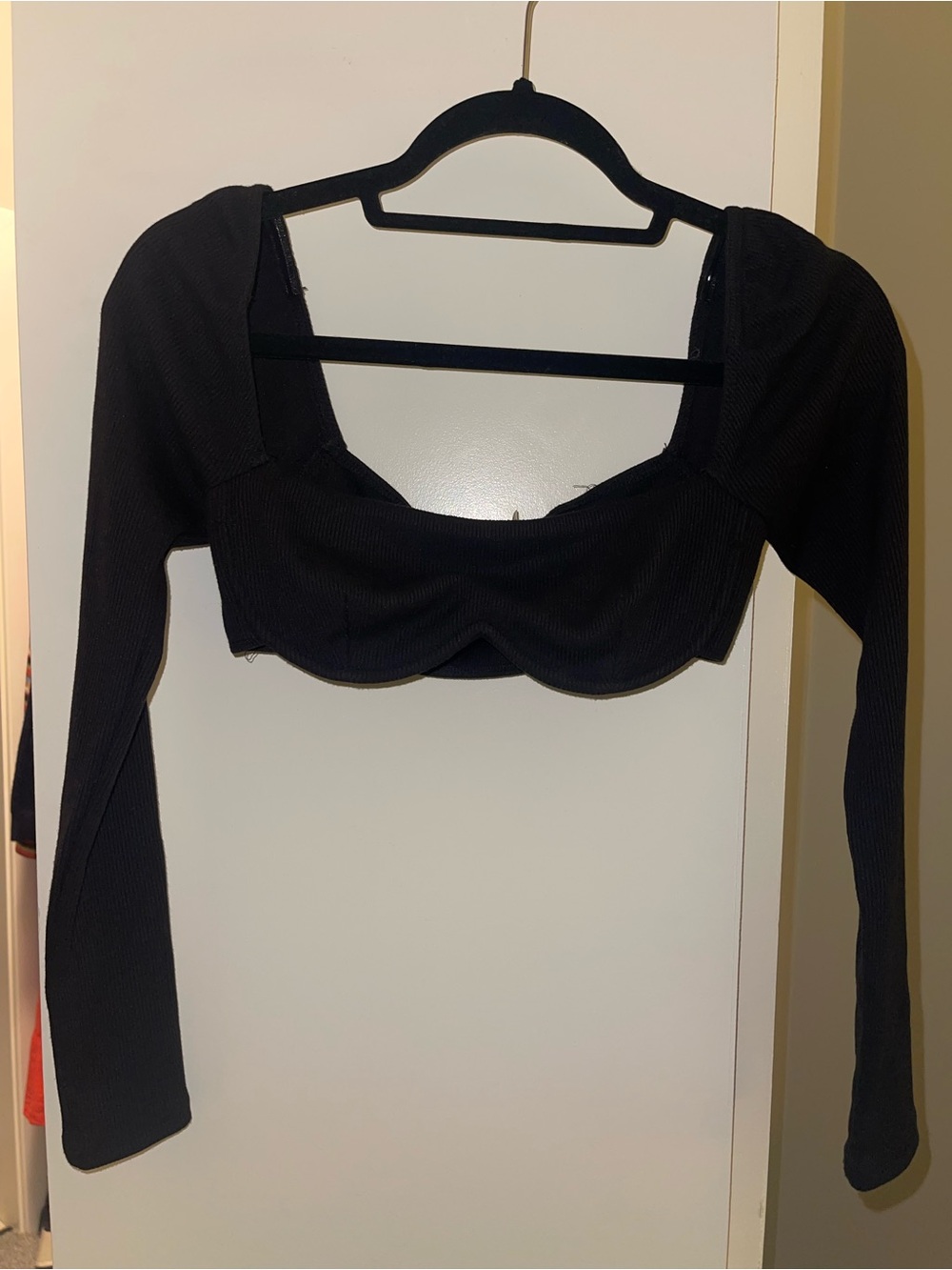Princess Polly Black Long-Sleeve Underwire Crop Top